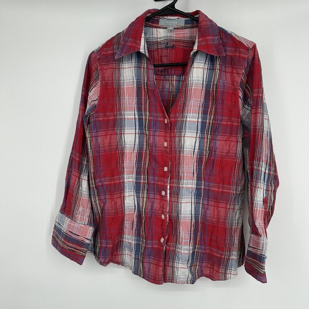 Foxcroft Women's Plaid Long sleeve Button up Blouse Size 12